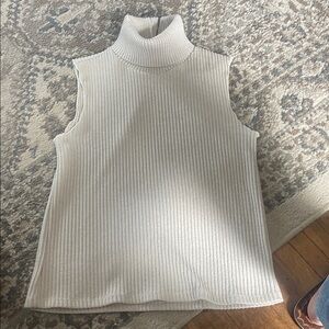 Zara Cream Ribbed Sleeveless Sweater